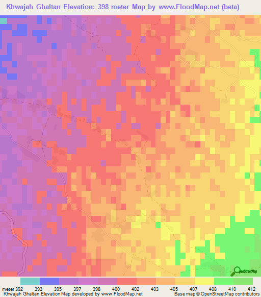 Khwajah Ghaltan,Afghanistan Elevation Map