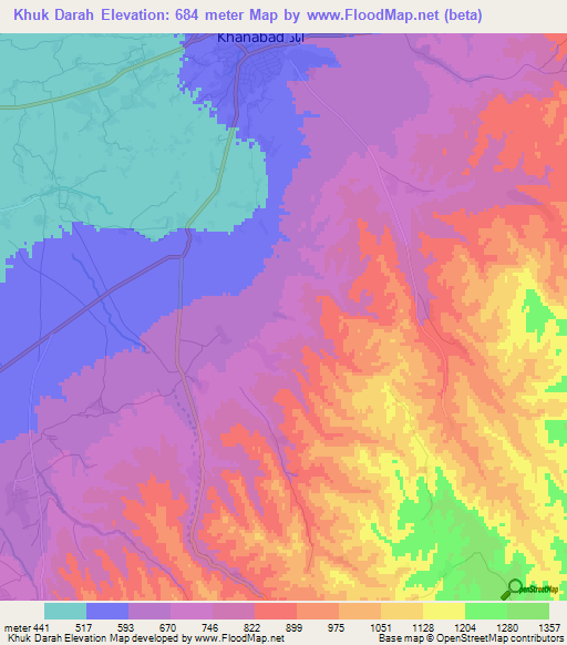 Khuk Darah,Afghanistan Elevation Map