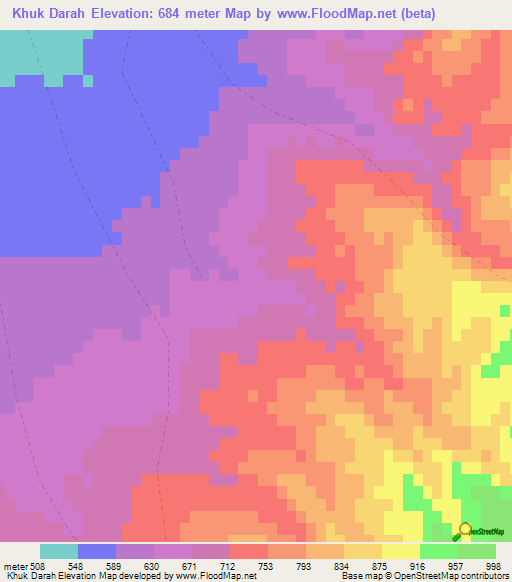 Khuk Darah,Afghanistan Elevation Map