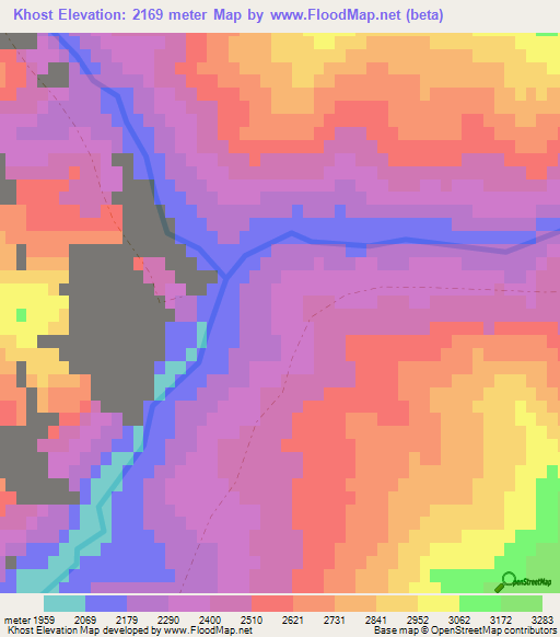 Khost,Afghanistan Elevation Map