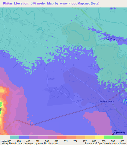 Khitay,Afghanistan Elevation Map