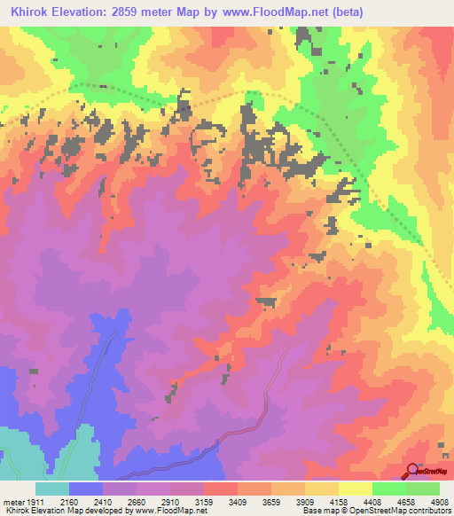 Khirok,Afghanistan Elevation Map