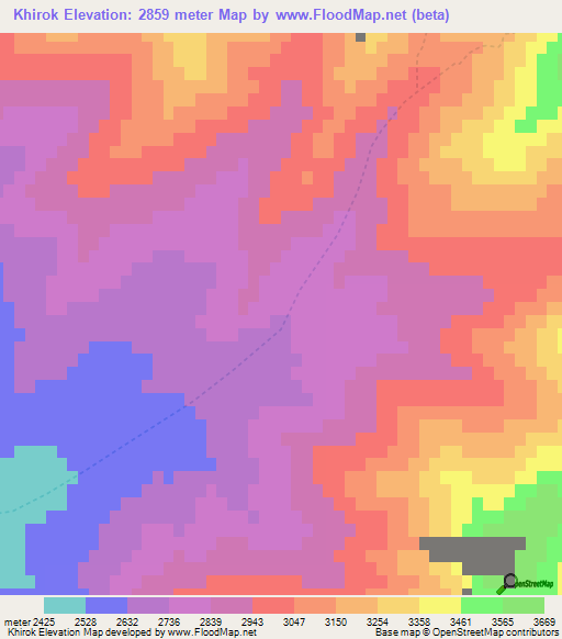 Khirok,Afghanistan Elevation Map
