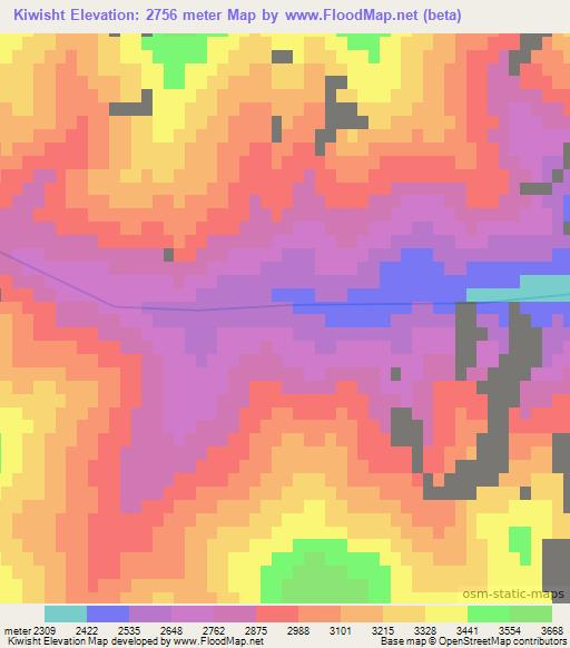 Kiwisht,Afghanistan Elevation Map