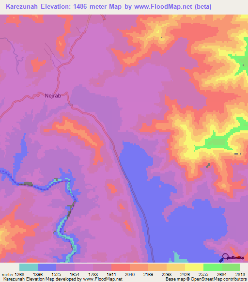 Karezunah,Afghanistan Elevation Map