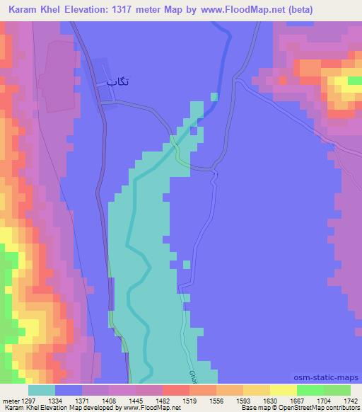 Karam Khel,Afghanistan Elevation Map