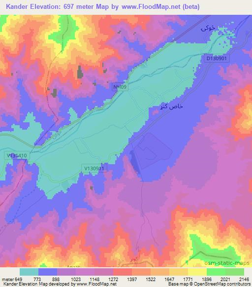 Kander,Afghanistan Elevation Map