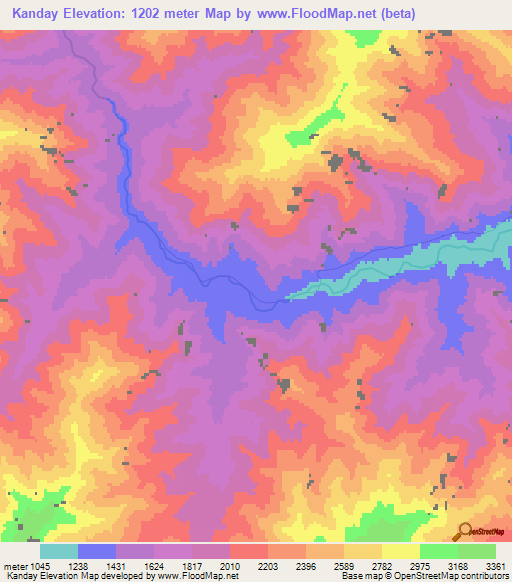 Kanday,Afghanistan Elevation Map