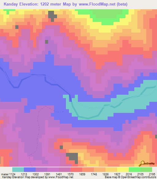 Kanday,Afghanistan Elevation Map