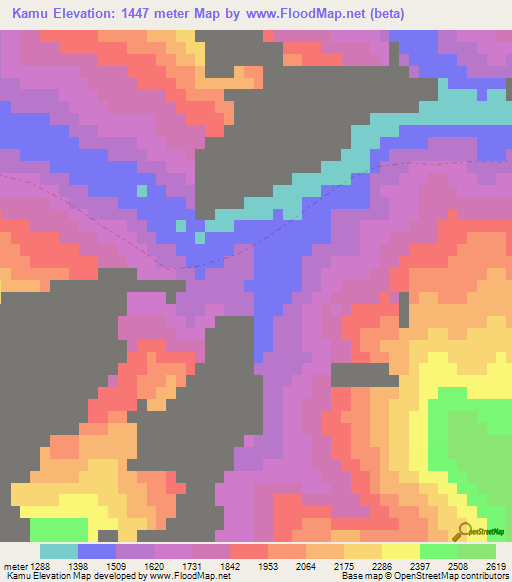 Kamu,Afghanistan Elevation Map