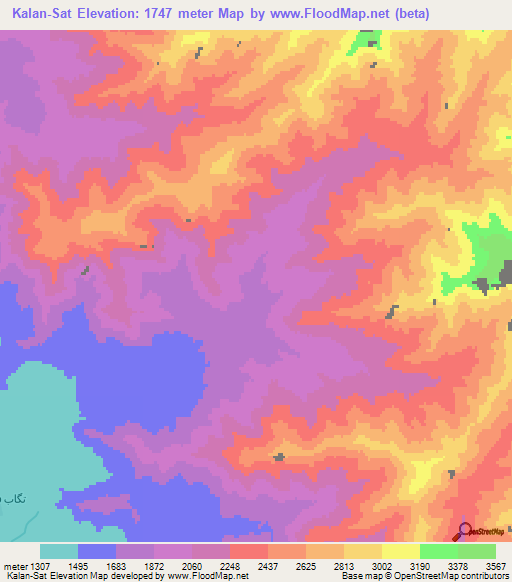 Kalan-Sat,Afghanistan Elevation Map