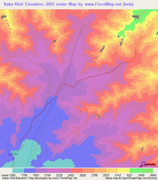 Kaka Khel,Afghanistan Elevation Map