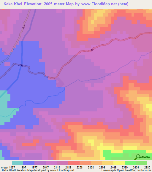 Kaka Khel,Afghanistan Elevation Map