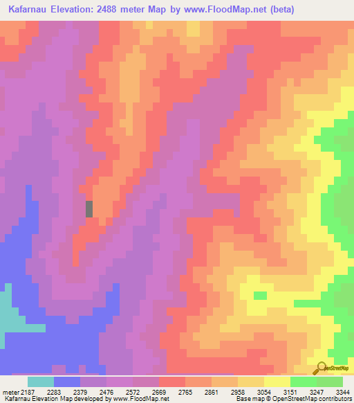 Kafarnau,Afghanistan Elevation Map