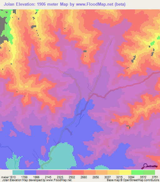 Jolan,Afghanistan Elevation Map