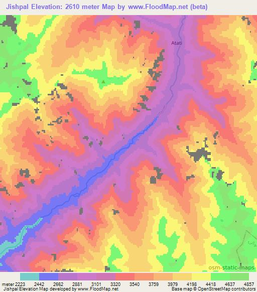 Jishpal,Afghanistan Elevation Map