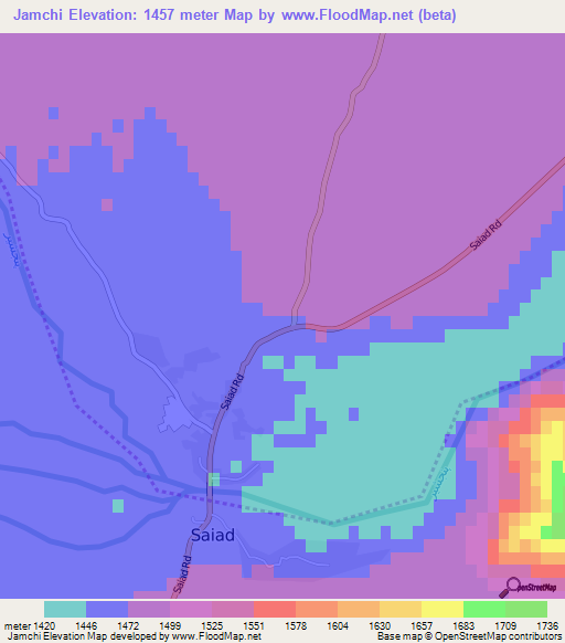 Jamchi,Afghanistan Elevation Map