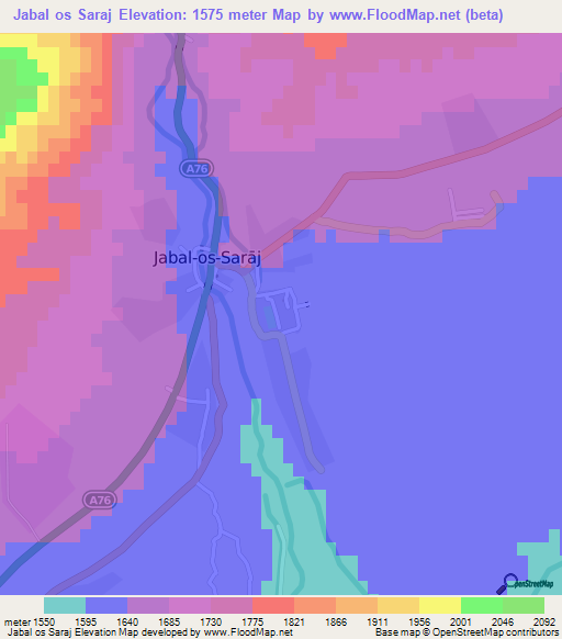 Jabal os Saraj,Afghanistan Elevation Map