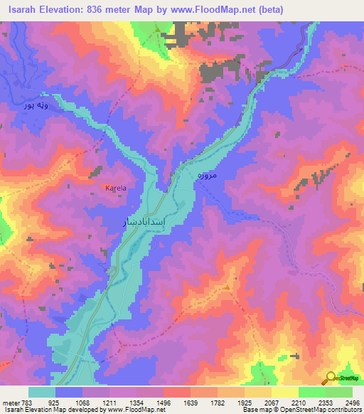 Isarah,Afghanistan Elevation Map