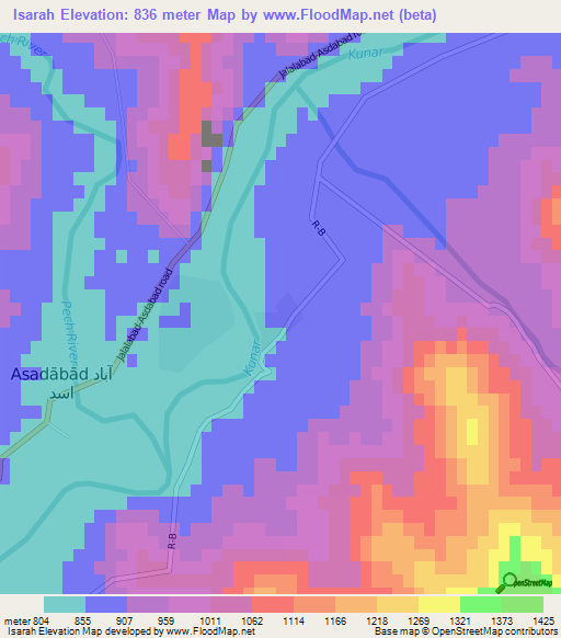 Isarah,Afghanistan Elevation Map