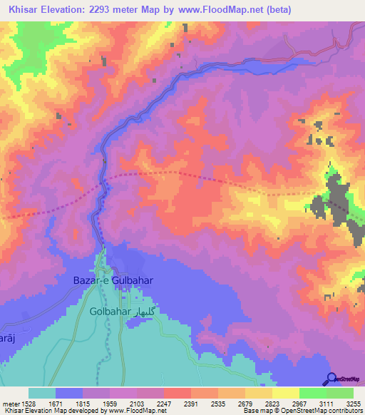 Khisar,Afghanistan Elevation Map