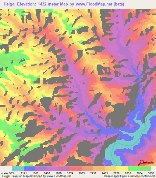 Helgal,Afghanistan Elevation Map