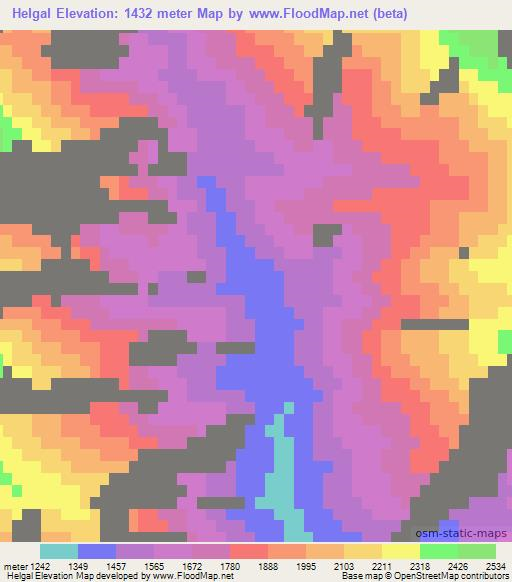 Helgal,Afghanistan Elevation Map