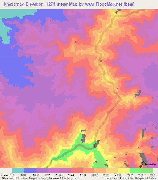 Khazarnav,Afghanistan Elevation Map
