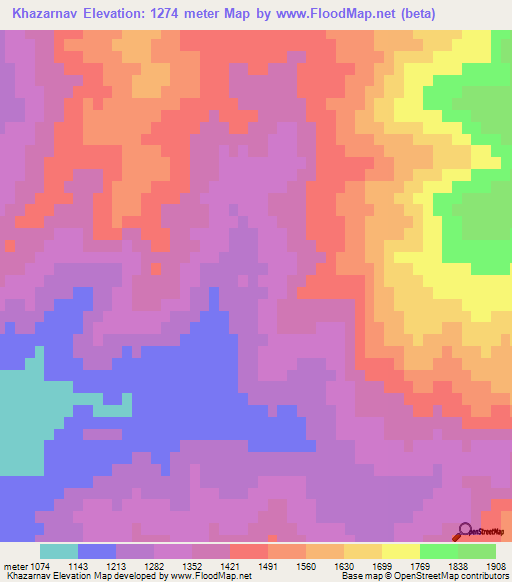 Khazarnav,Afghanistan Elevation Map