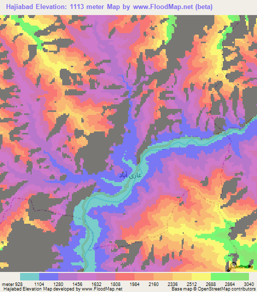 Hajiabad,Afghanistan Elevation Map