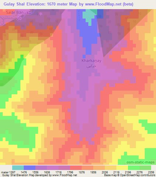 Gulay Shal,Afghanistan Elevation Map