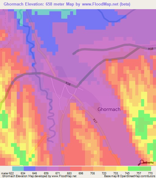 Ghormach,Afghanistan Elevation Map