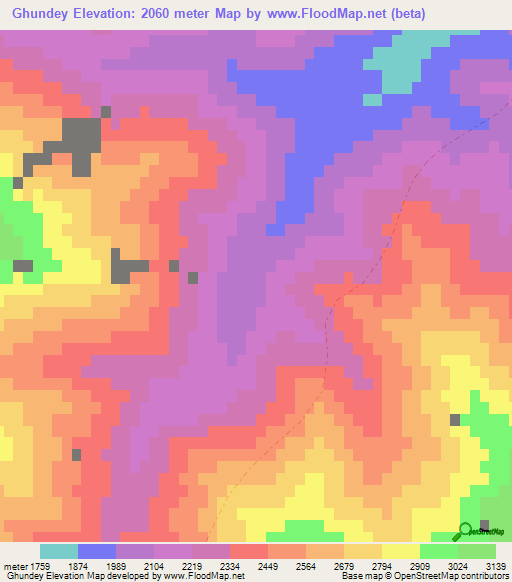 Ghundey,Afghanistan Elevation Map