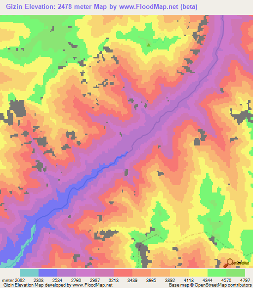 Gizin,Afghanistan Elevation Map