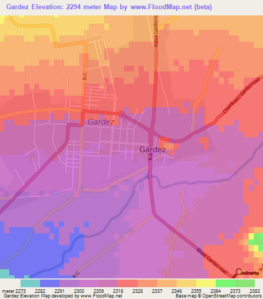Gardez,Afghanistan Elevation Map