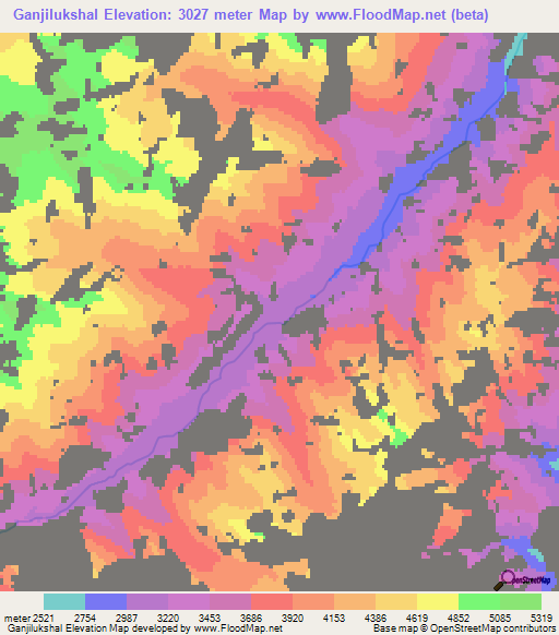 Ganjilukshal,Afghanistan Elevation Map