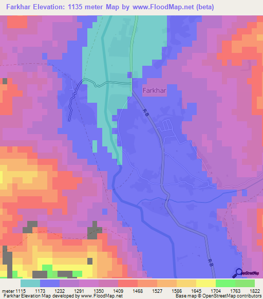 Farkhar,Afghanistan Elevation Map