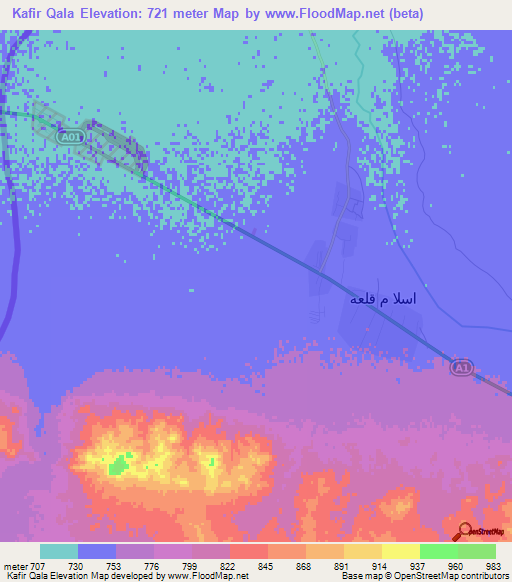 Kafir Qala,Afghanistan Elevation Map