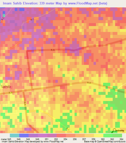 Imam Sahib,Afghanistan Elevation Map