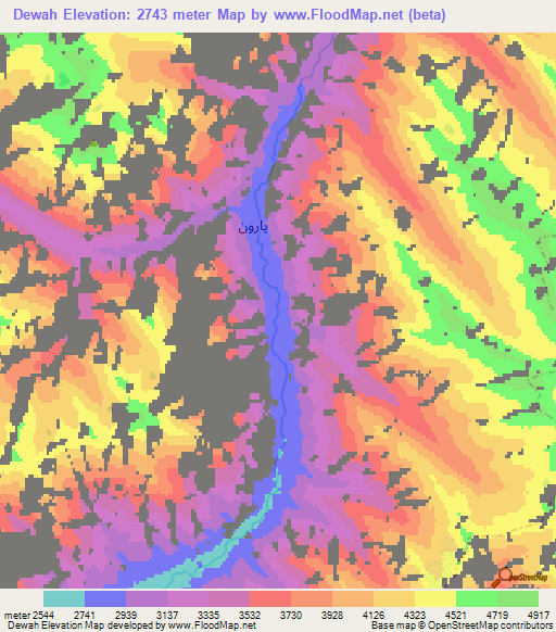 Dewah,Afghanistan Elevation Map