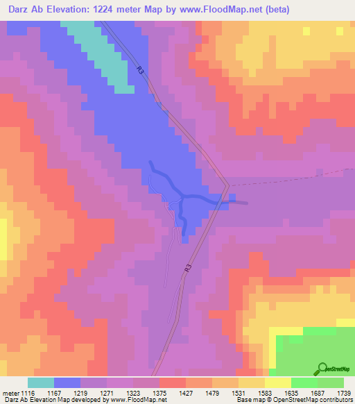 Darz Ab,Afghanistan Elevation Map