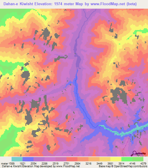 Dahan-e Kiwisht,Afghanistan Elevation Map