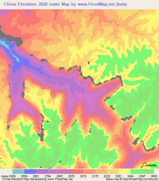 Chiras,Afghanistan Elevation Map