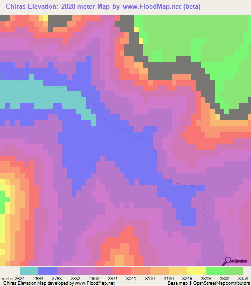 Chiras,Afghanistan Elevation Map
