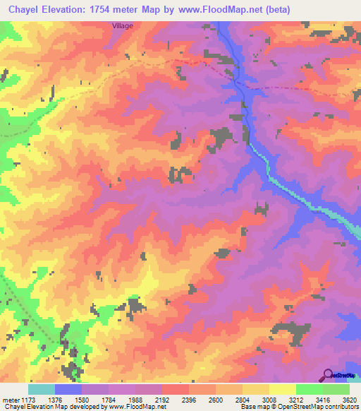 Chayel,Afghanistan Elevation Map