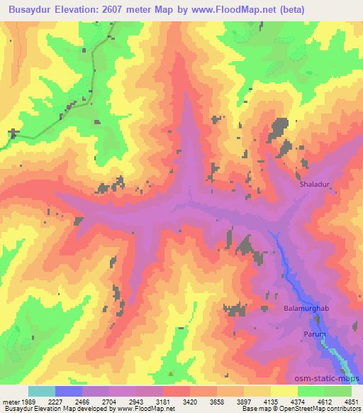 Busaydur,Afghanistan Elevation Map