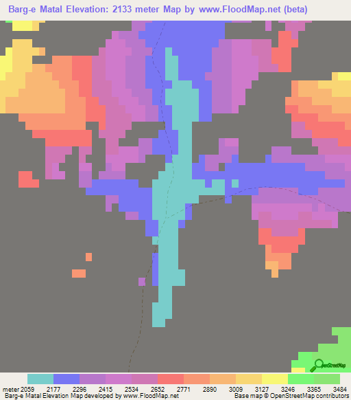 Barg-e Matal,Afghanistan Elevation Map