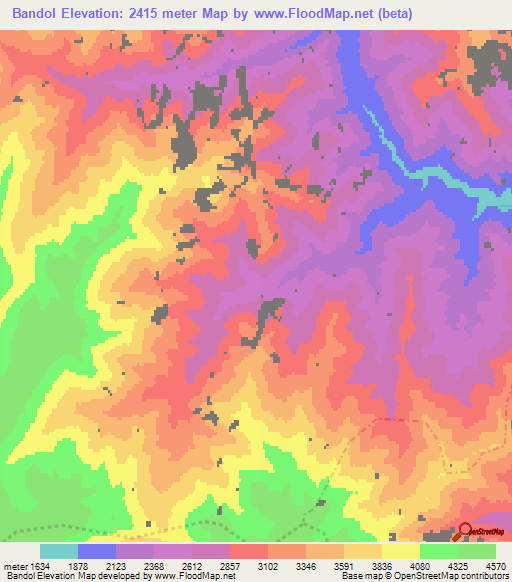 Bandol,Afghanistan Elevation Map
