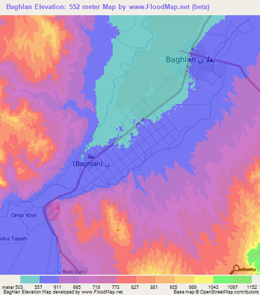 Baghlan,Afghanistan Elevation Map
