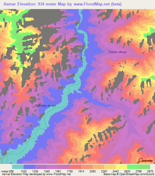 Asmar,Afghanistan Elevation Map